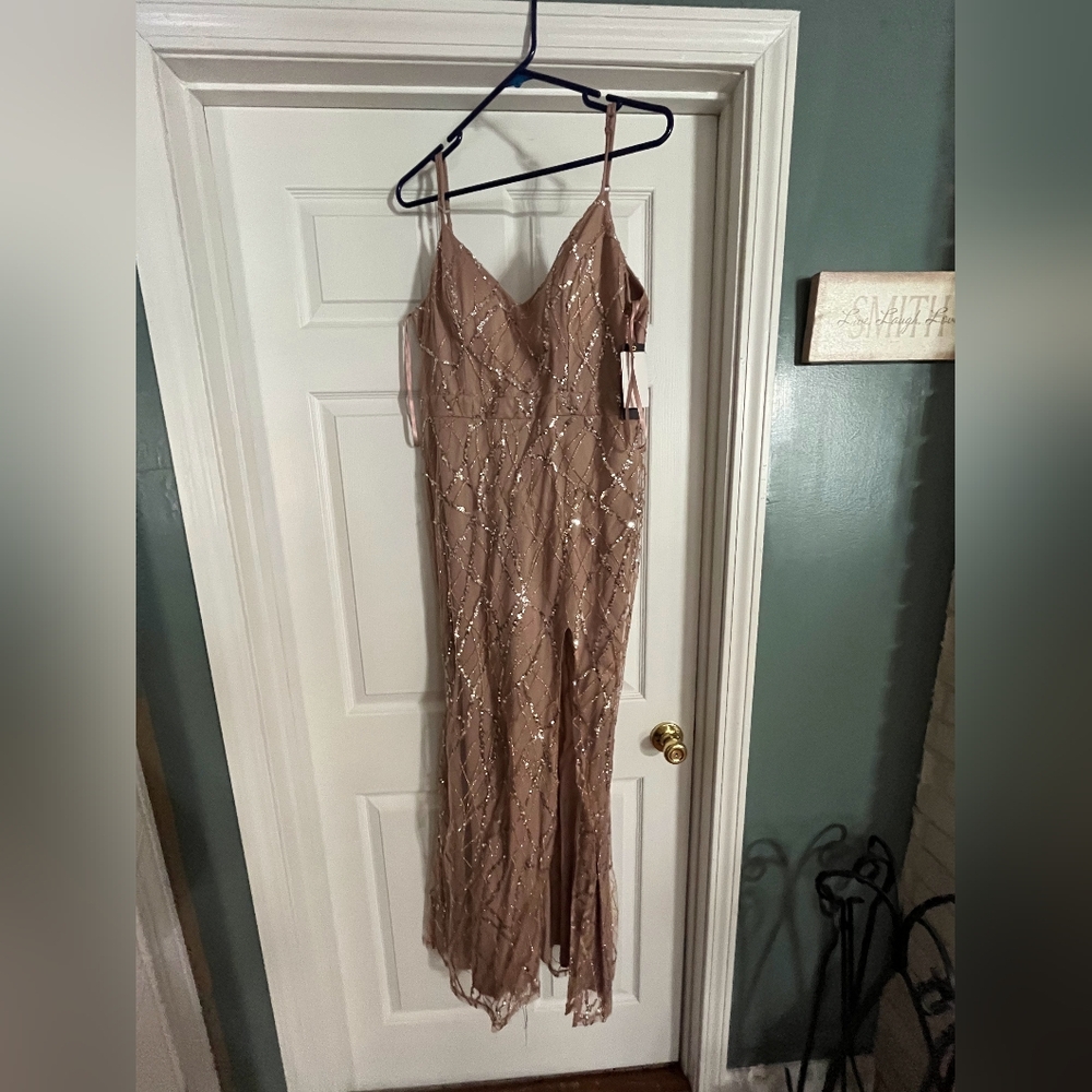 Gold Sequin Ruffled Gown for Weddings